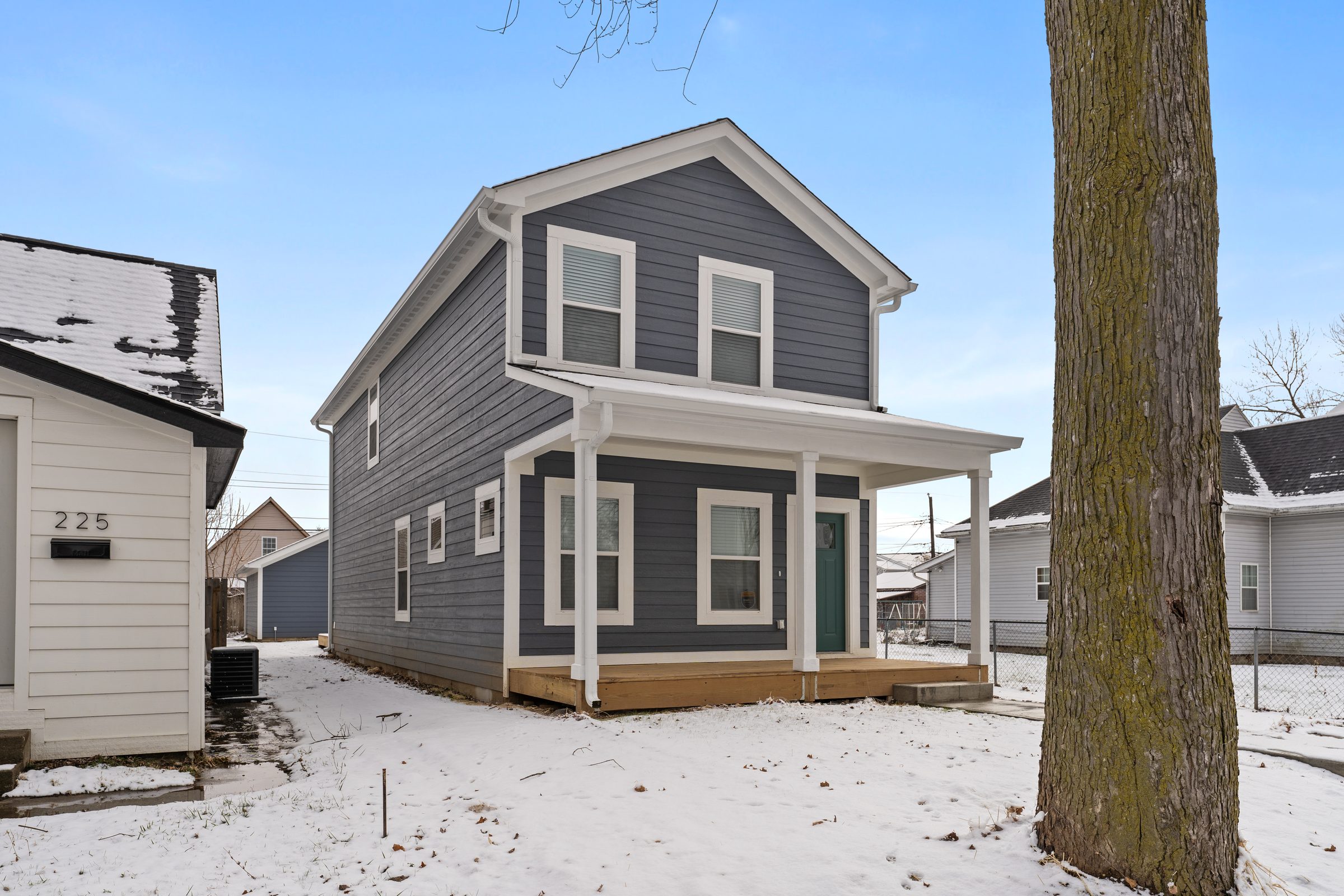 Front porch from the side in winter
