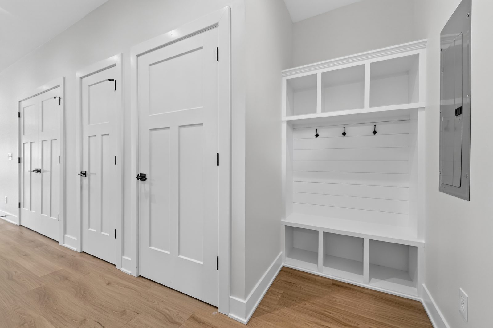 Mudroom bench and hooks