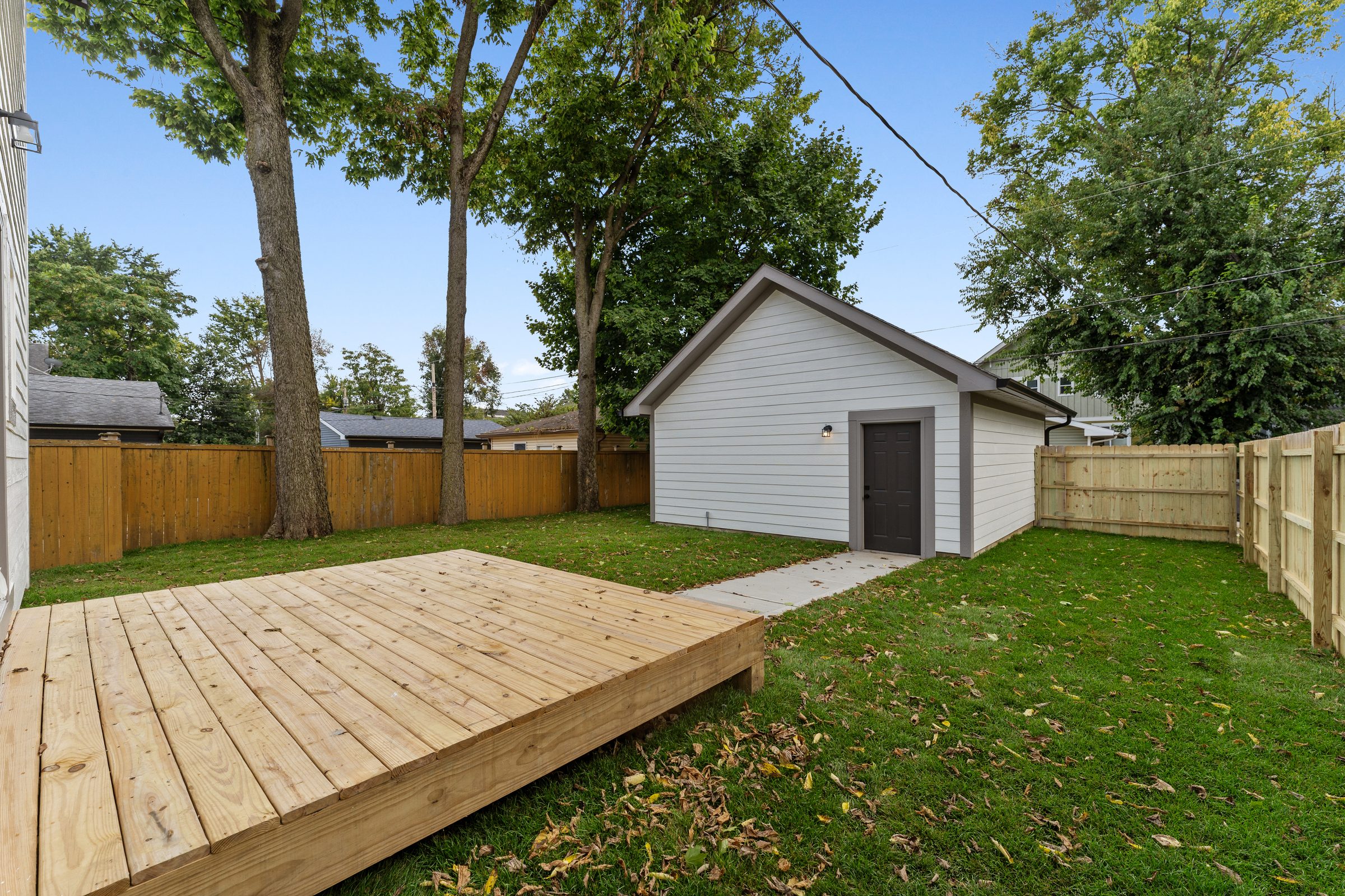 New deck and detached garage