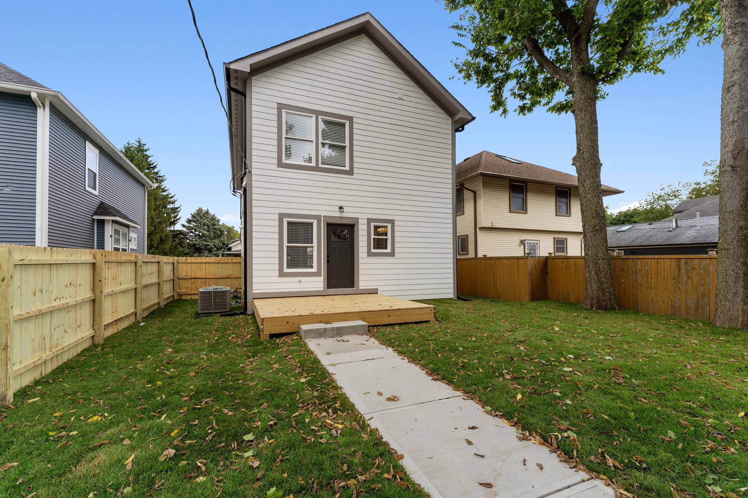 Backyard with deck and fence
