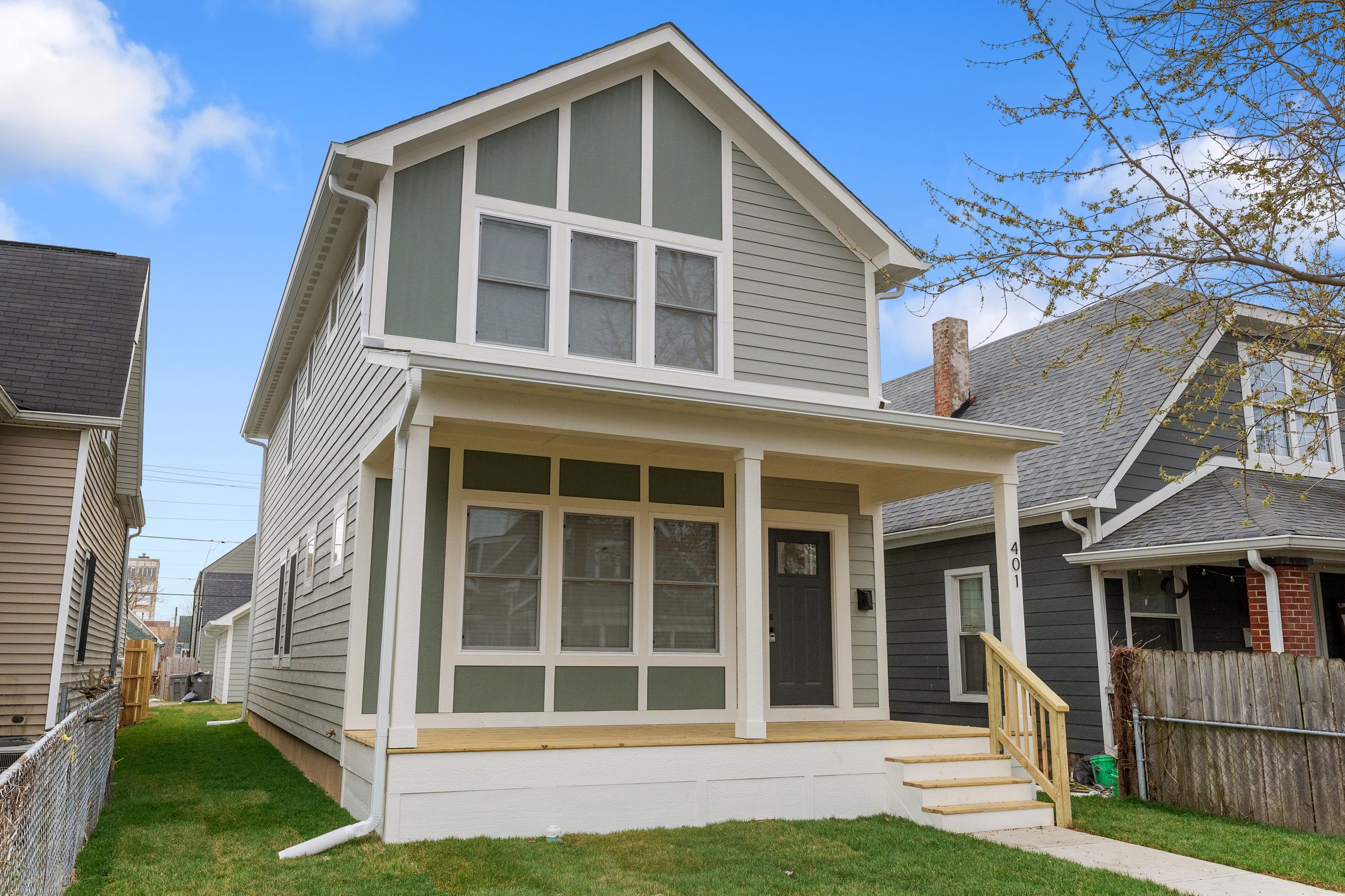 Front porch and gable from the side