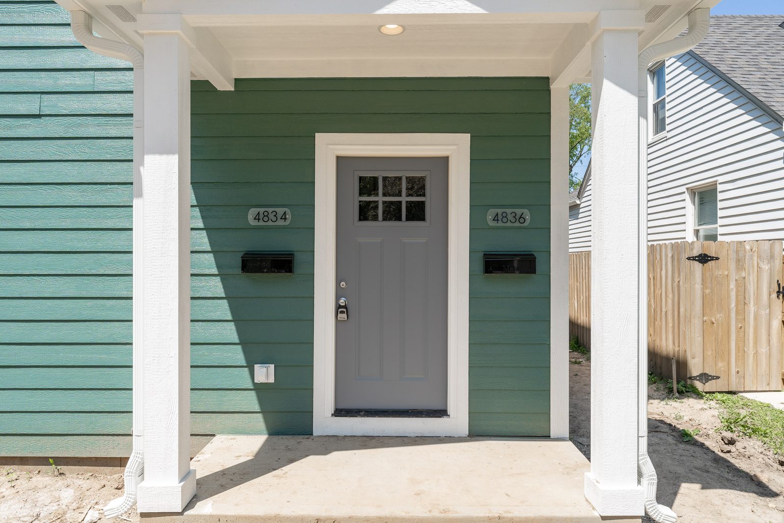 Covered entry with two addresses